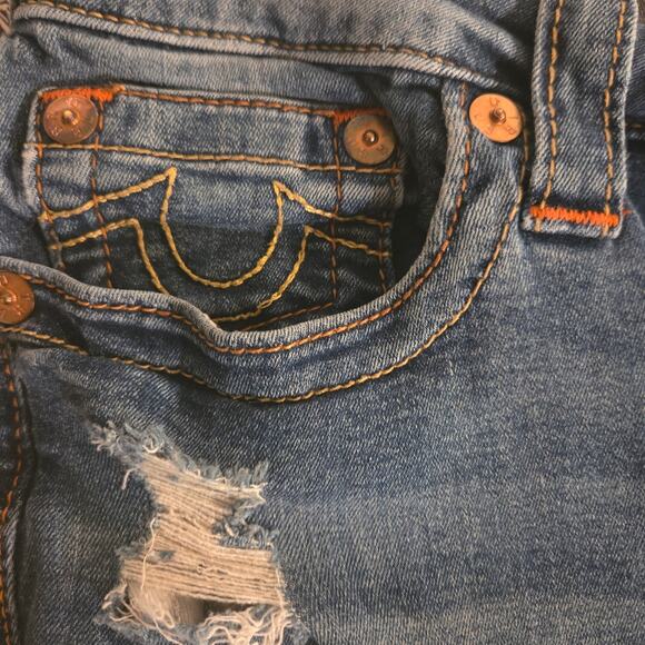 True Religion Curvy Mid Roll Distressed Denim Shorts 32 - Picture 3 of 6